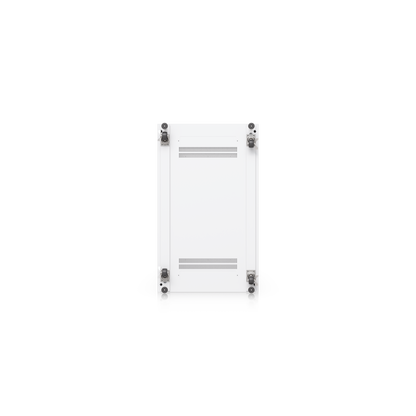 White ubquiti uacc rack 42u cabinet with black brackets perforated doors ventilation grilles and lockable casters