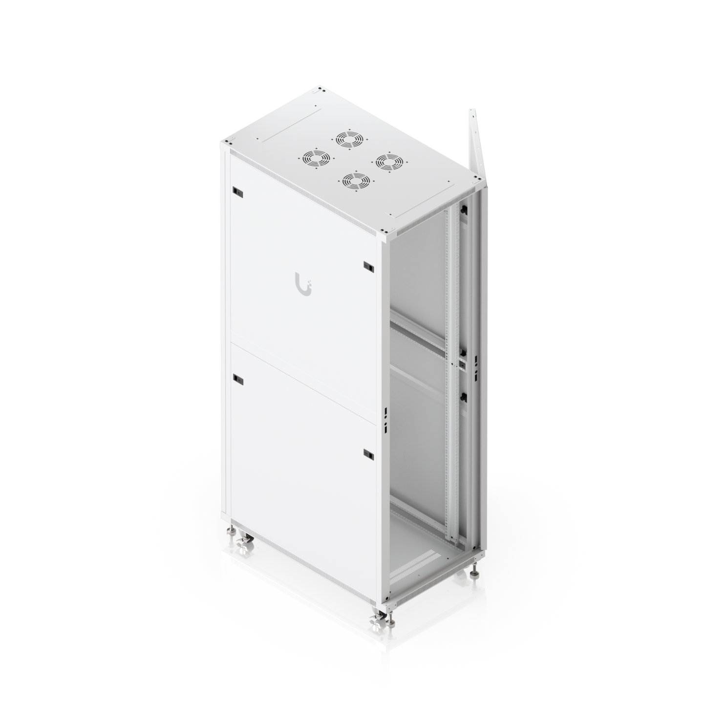 White metal ubiquiti uacc rack 42u cabinet with perforated door three built-in fans and lockable casters