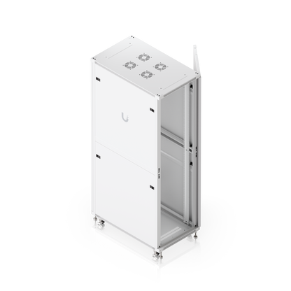 White metal ubiquiti uacc rack 42u cabinet with perforated door three built-in fans and lockable casters
