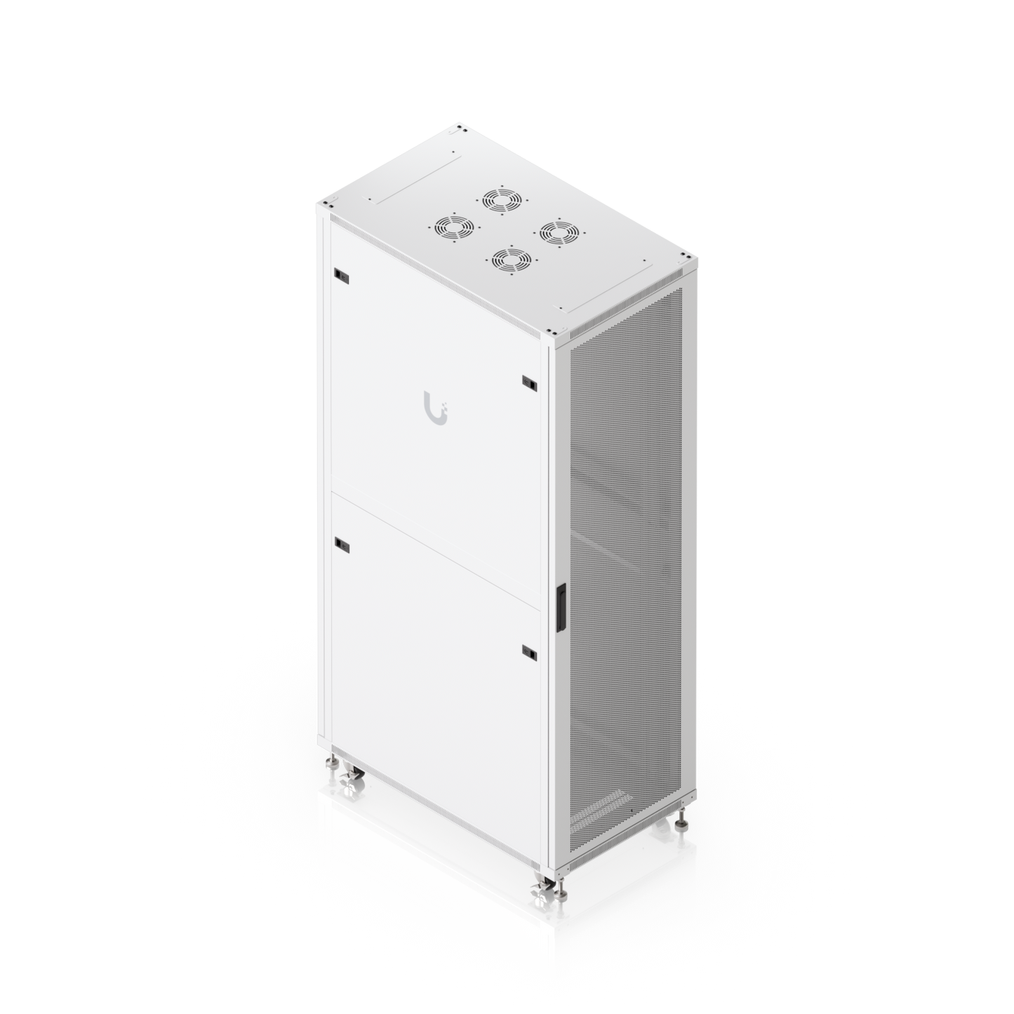 Ubiquiti UACC rack 42U white metal server rack with mesh front panel and four built-in fans on top