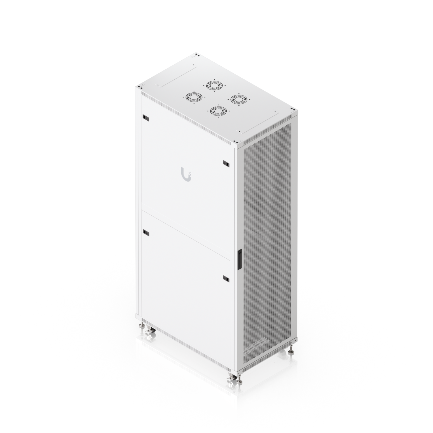 Ubiquiti UACC rack 42U white metal server rack with mesh front panel and four built-in fans on top