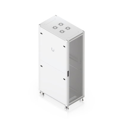 Ubiquiti UACC rack 42U white metal server rack with mesh front panel and four built-in fans on top