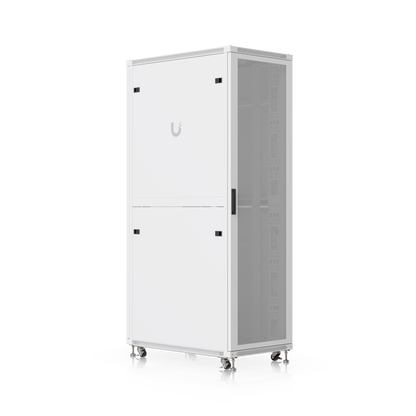 White u-shaped 42u uacc rack cabinet with perforated side panel lockable casters and built-in fans