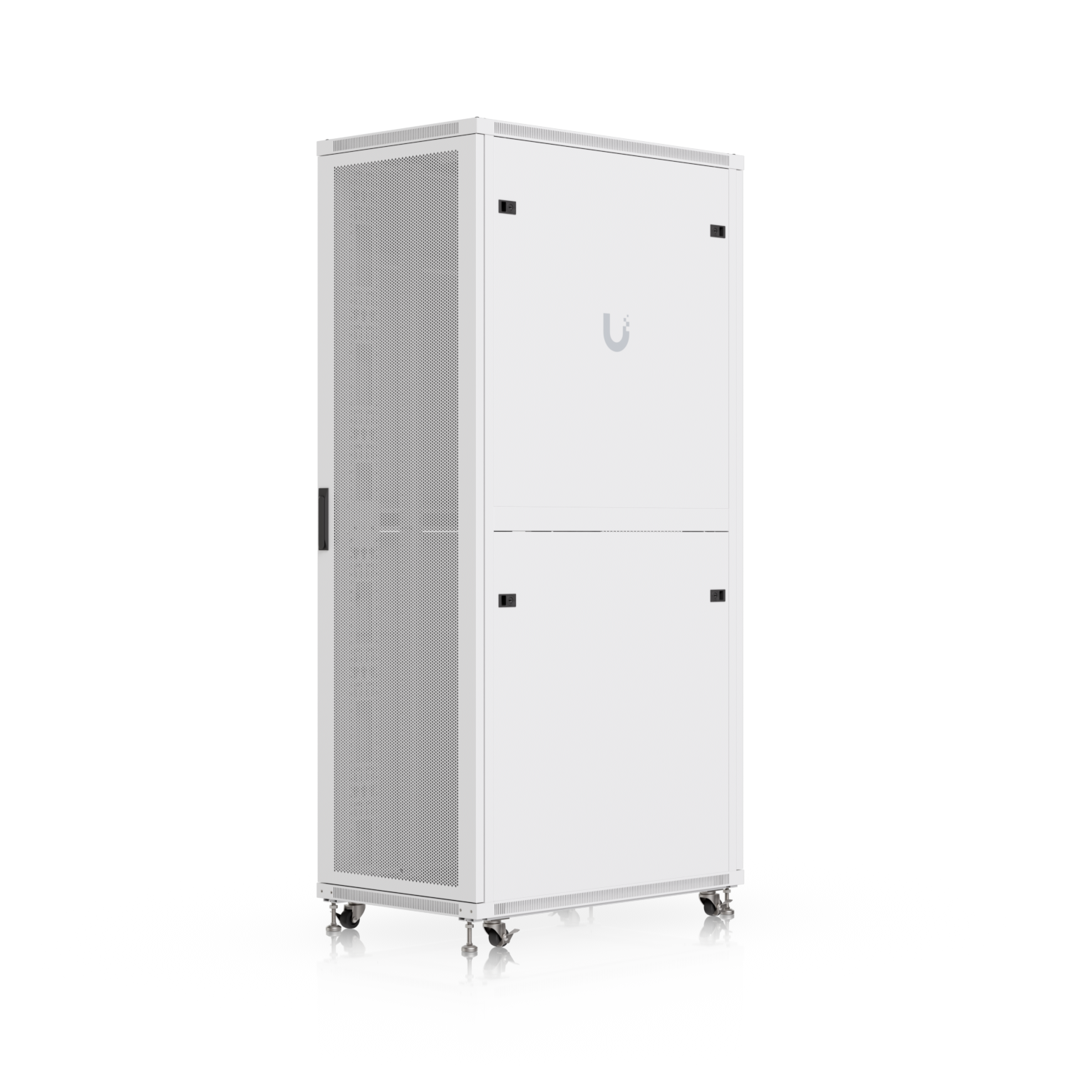 White u-shaped ubiquiti uacc rack 42u cabinet with perforated door 1000 mm deep lockable casters and fans