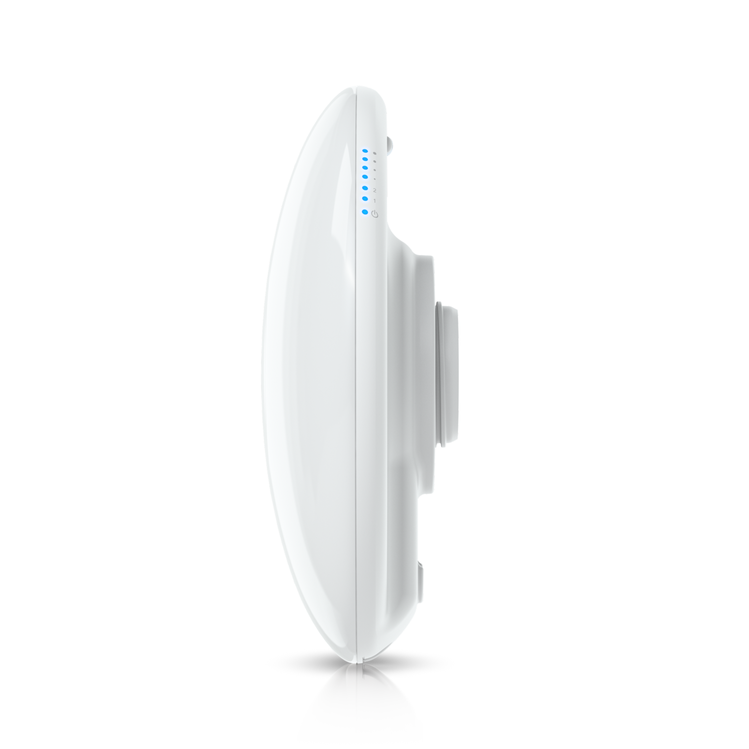 Ubiquiti UDB-Pro-AU Unifi Device Bridge Pro white sleek circular wireless access point with blue LED lights