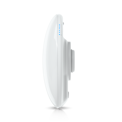 Ubiquiti UDB-Pro-AU Unifi Device Bridge Pro white sleek circular wireless access point with blue LED lights
