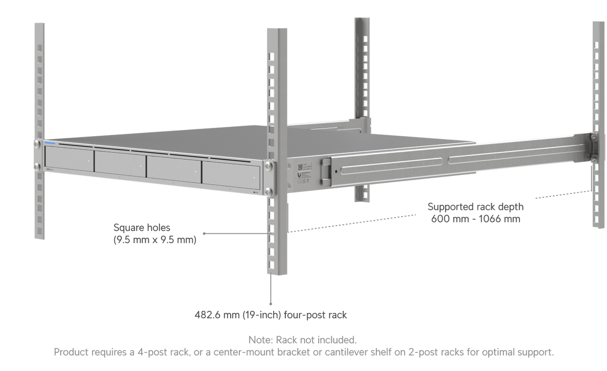 Ubiquiti 1U-RACK-MOUNT-UNAS-PRO-4 | UniFi UNAS Pro 4 1U Rack NAS, 4-Bay, Dual 10G SFP+, Diskless