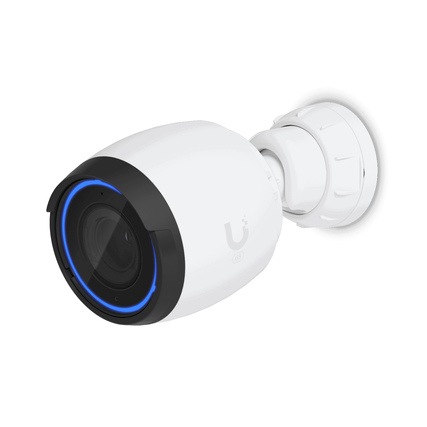 Ubiquiti UVC-G5-PRO-5 UniFi Protect G5 Pro white bullet camera with blue-lit black lens ring