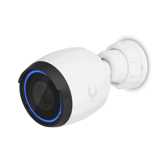 Ubiquiti UVC-G5-PRO-5 UniFi Protect G5 Pro white bullet camera with blue-lit black lens ring