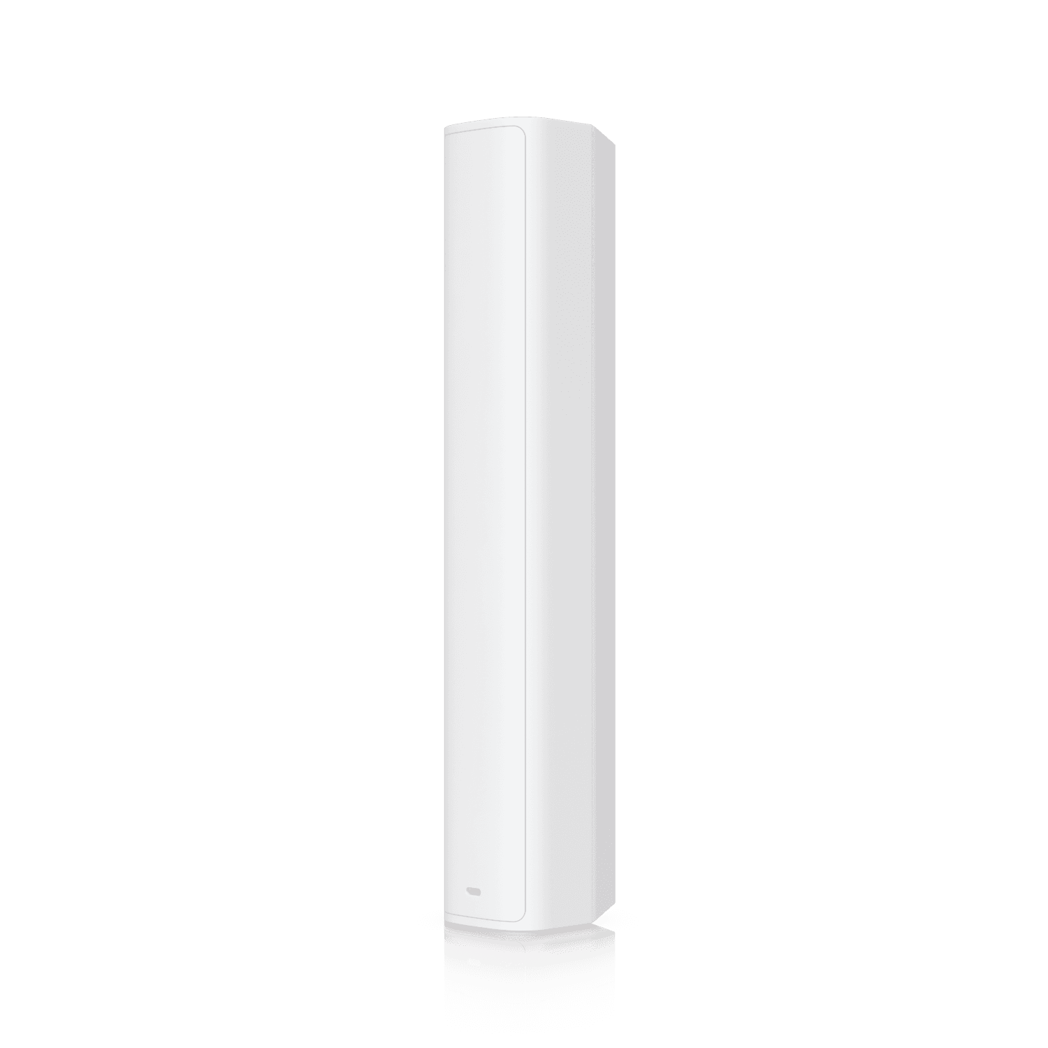 White cylindrical tower fan with sleek minimalist design and smooth plastic finish shown for ubiquiti usl-glassbreak-us security sensor