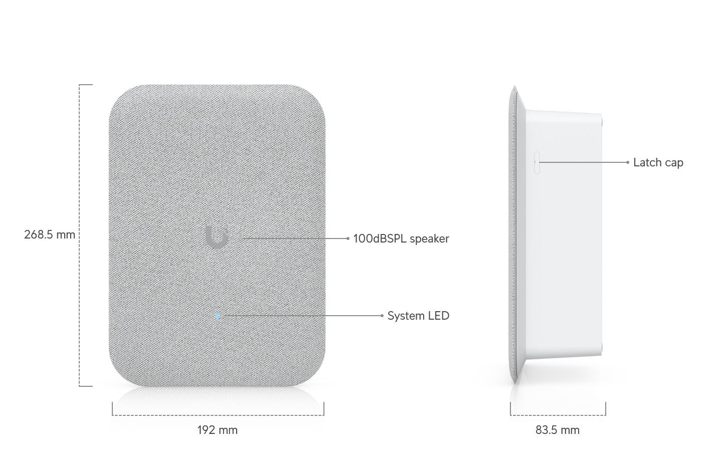 Ubiquiti UniFi protect AI speaker indoor PoE 100dB gray fabric u-shaped wireless router with white plastic panel