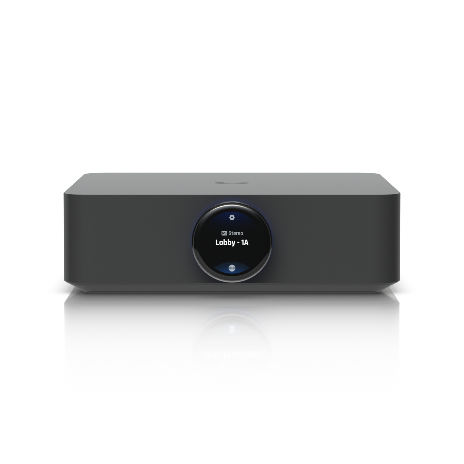 Ubiquiti UPL-AMP-B PowerAmp Home gray audio player with stereo lobby display