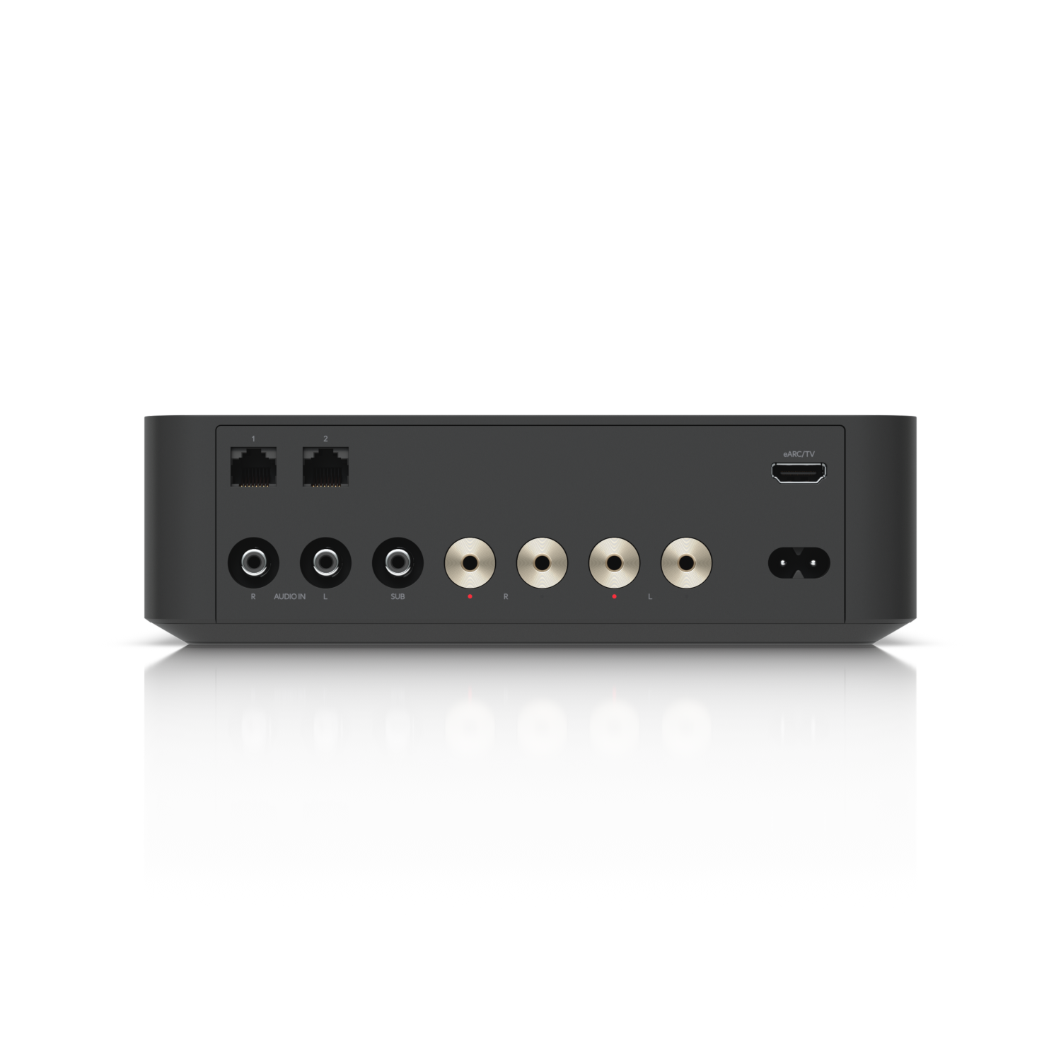 Back of Ubiquiti UPL-AMP-B PowerAmp Home with ports: ethernet, HDMI, RCA, AU plug