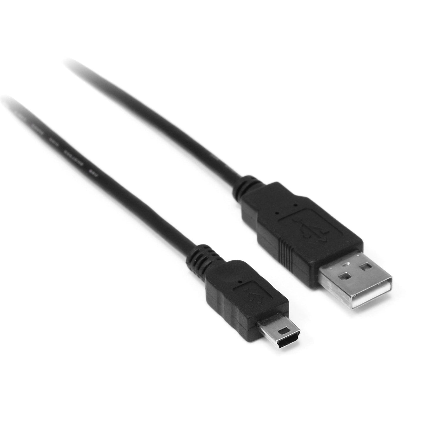 Black usb-a to mini-usb type b console cable 2m with standard and mini-usb-b connectors for data transfer