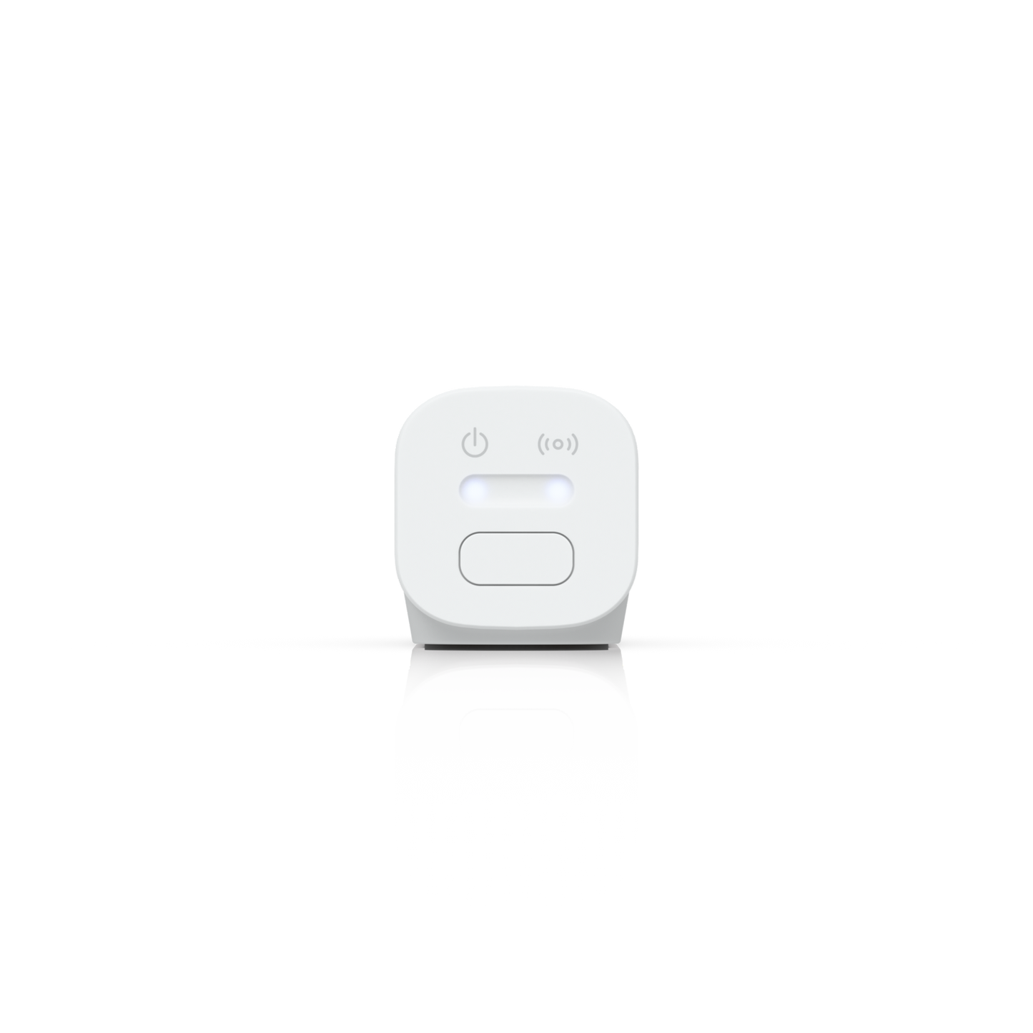 White rectangular smart plug with power and voice control buttons for ubiquiti unifi superlink door window sensor