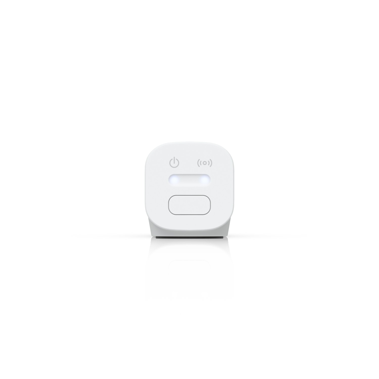 White rectangular smart plug with power and voice control buttons for ubiquiti unifi superlink door window sensor