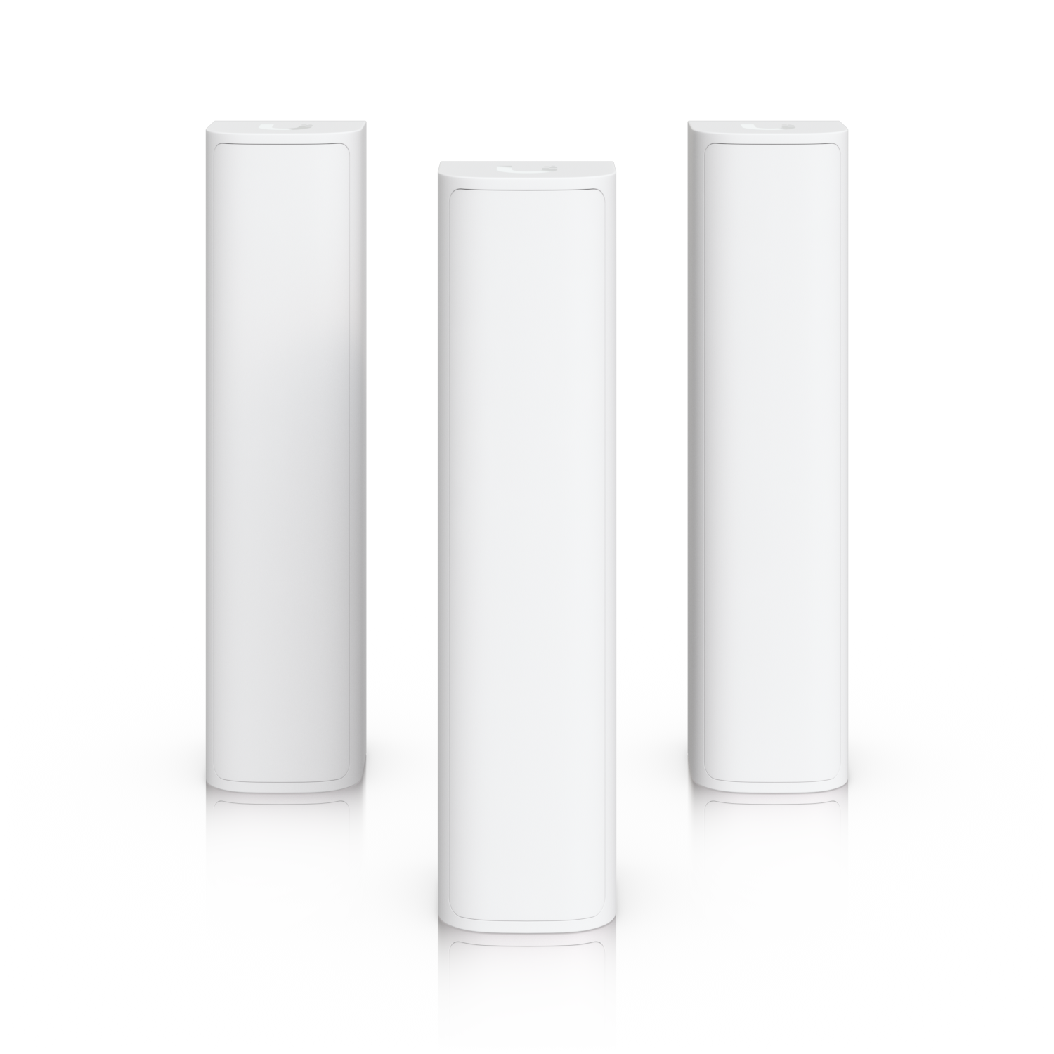 Three sleek white rectangular ubiquiti usl-motion-3-us unifi superlink motion sensors with dual pir in a 3-pack