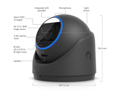 Ubiquiti UVC-G6-Pro-Turret-B | UniFi Protect G6 Pro Turret 4K Zoom Camera, PoE (Black)