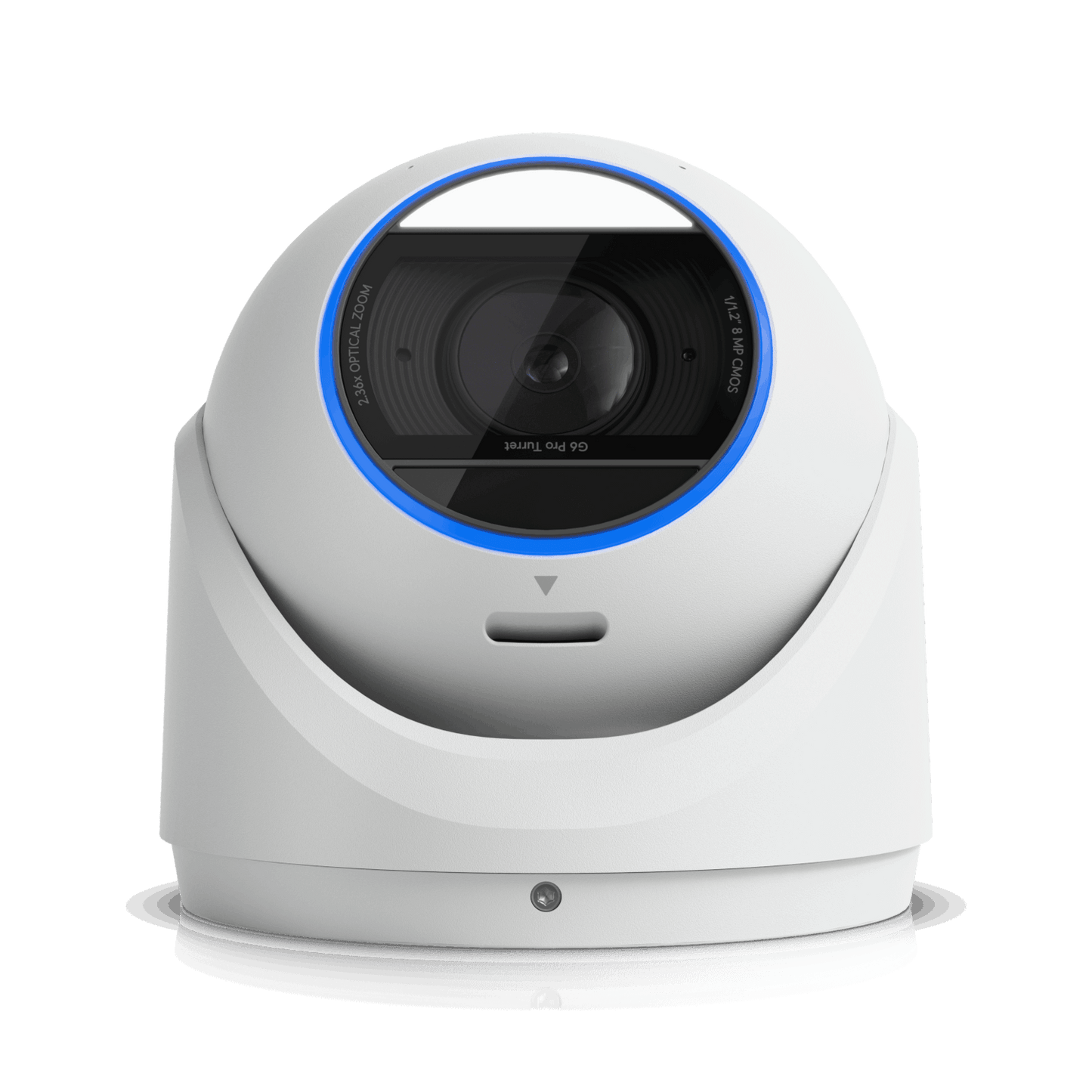 Ubiquiti UniFi Protect G6 Pro Turret white dome camera with blue lens ring