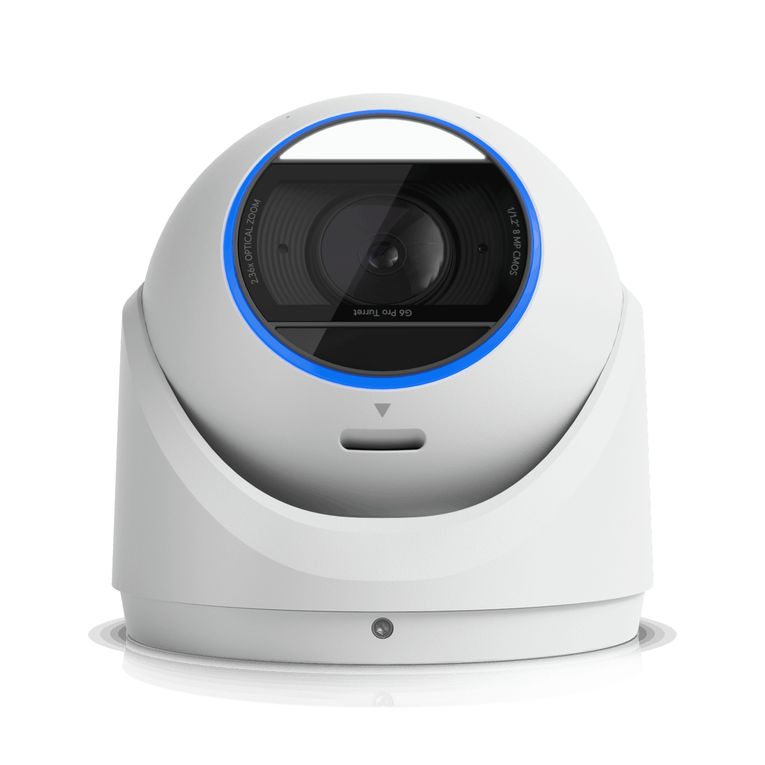 Ubiquiti UniFi Protect G6 Pro Turret white dome camera with blue lens ring