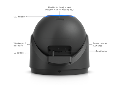 Ubiquiti UVC-G6-Pro-Turret-B | UniFi Protect G6 Pro Turret 4K Zoom Camera, PoE (Black)