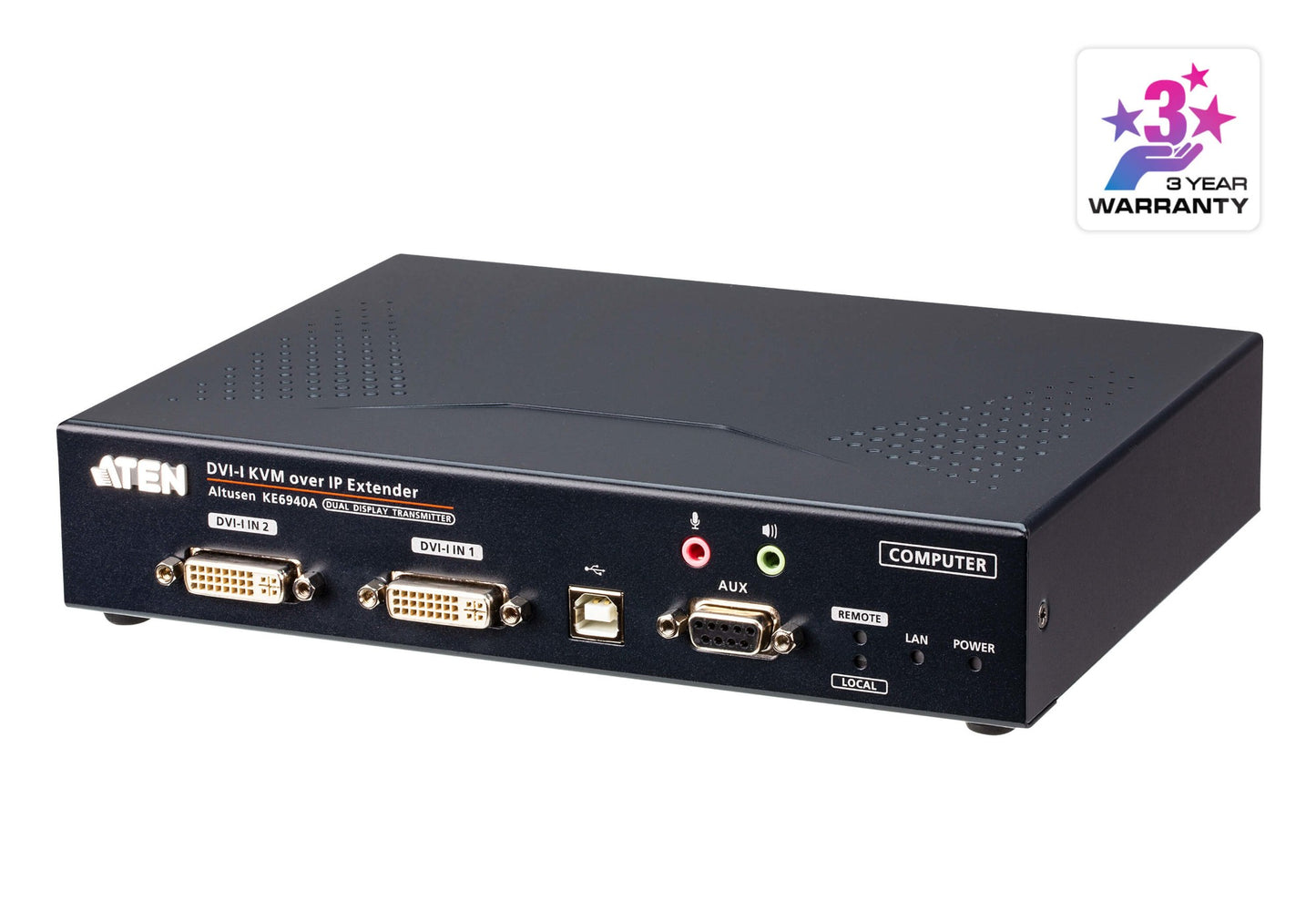 ATEN KE6940AT-AX-U | KE6940AT Dual DVI-I KVM over IP Transmitter, 2 x DVI-I, SFP Fibre + 1GbE, FHD 1920x1200