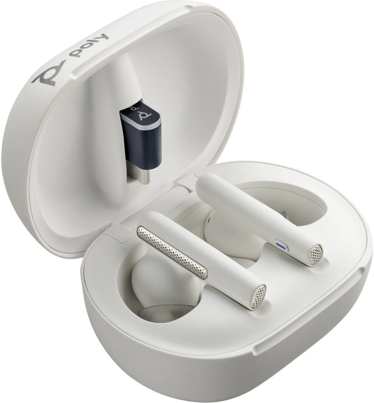 HP 8L5B0AA | Poly Voyager Free 60/60+ Teams Earbuds, White, Pro Audio Quality
