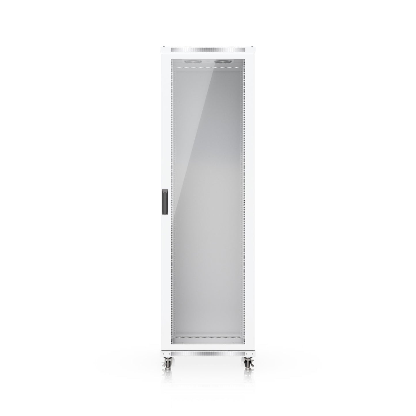 White metal 42u ubiquiti uacc rack floor cabinet with glass door casters 800mm deep and built in fans