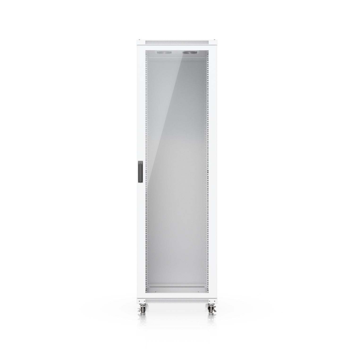 White metal 42u ubiquiti uacc rack floor cabinet with glass door casters 800mm deep and built in fans