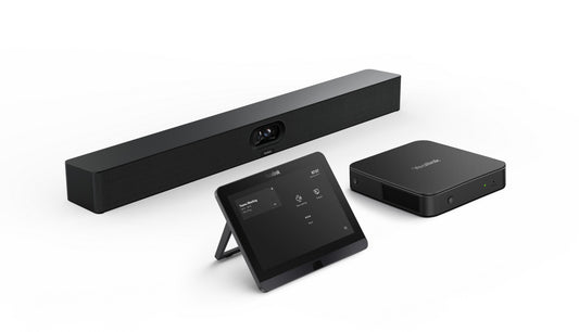 Black rectangular Yealink 1103833 MVC S40 video conferencing system with integrated 48MP dual-eye camera and touchscreen display