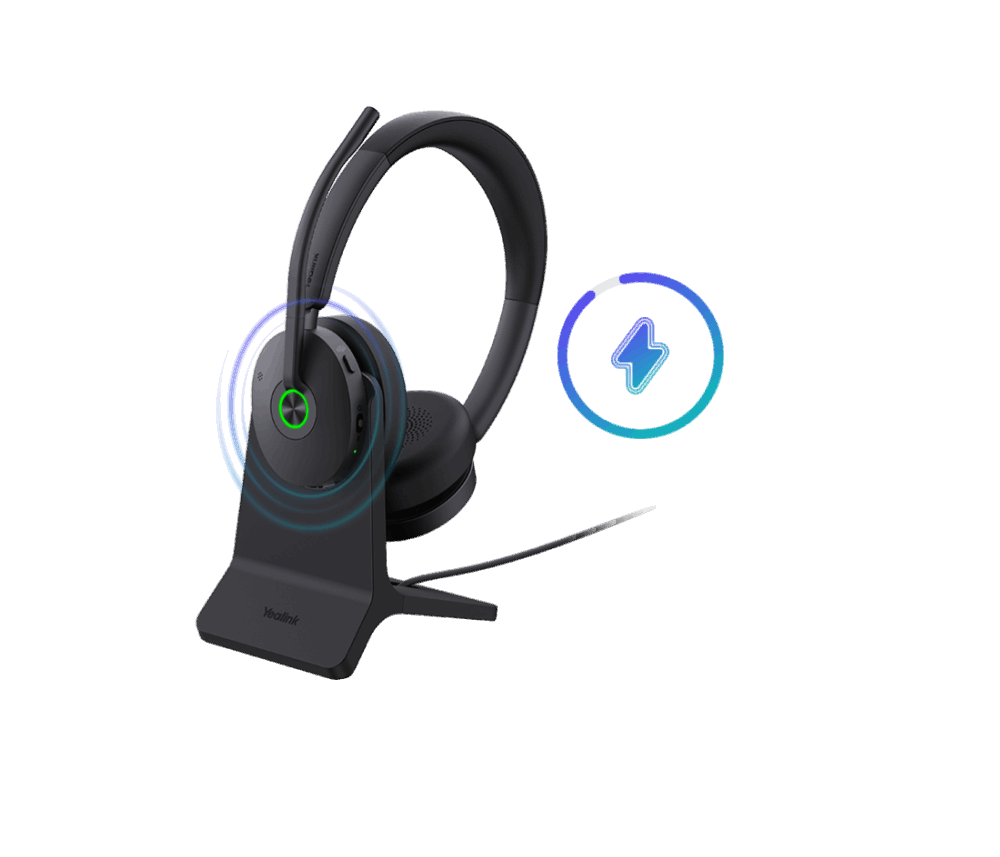 Yealink WH68-H-CH wireless headset with glowing blue accents