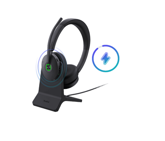 Yealink WH68-H-CH wireless headset with glowing blue accents