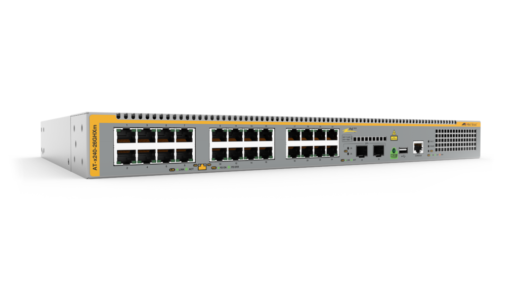 Allied Telesis AT-x240-26GHXm-40 | x240 24-Port Multi-Gig PoE++ Layer 3 Switch, 370W, 2x SFP+, AU Cord