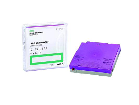 HPE C7976BW | LTO-6 Ultrium Data Tape, 6.25TB, 400MB/s, 1.27 cm, WORM