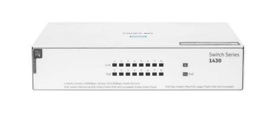 Aruba Instant On Instant On R8R46A | 1430 8G PoE 64W Unmanaged Switch with 8 Gigabit Ports