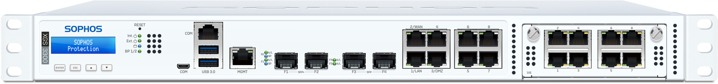 Sophos XGS 3300 XG3CTCHAU white firewall rear with Ethernet ports USB AU power
