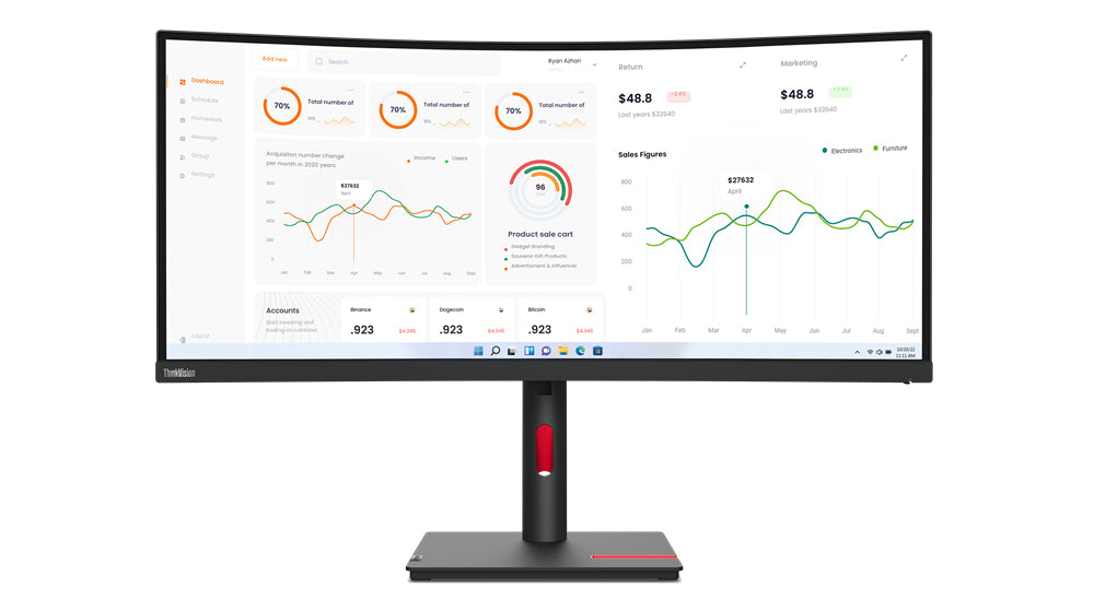 Lenovo 63D4GAR1AU | ThinkVision T34w-30, 34" WQHD, Curved, USB-C, HDMI, DP, 4ms