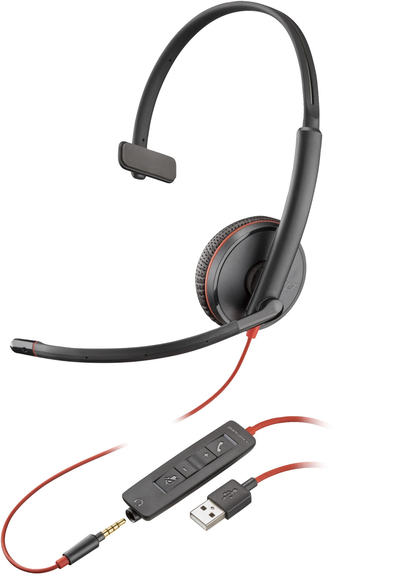 Poly 80S06A6 | Blackwire C3215 UC Mono Corded Headset, 3.5mm & USB-A