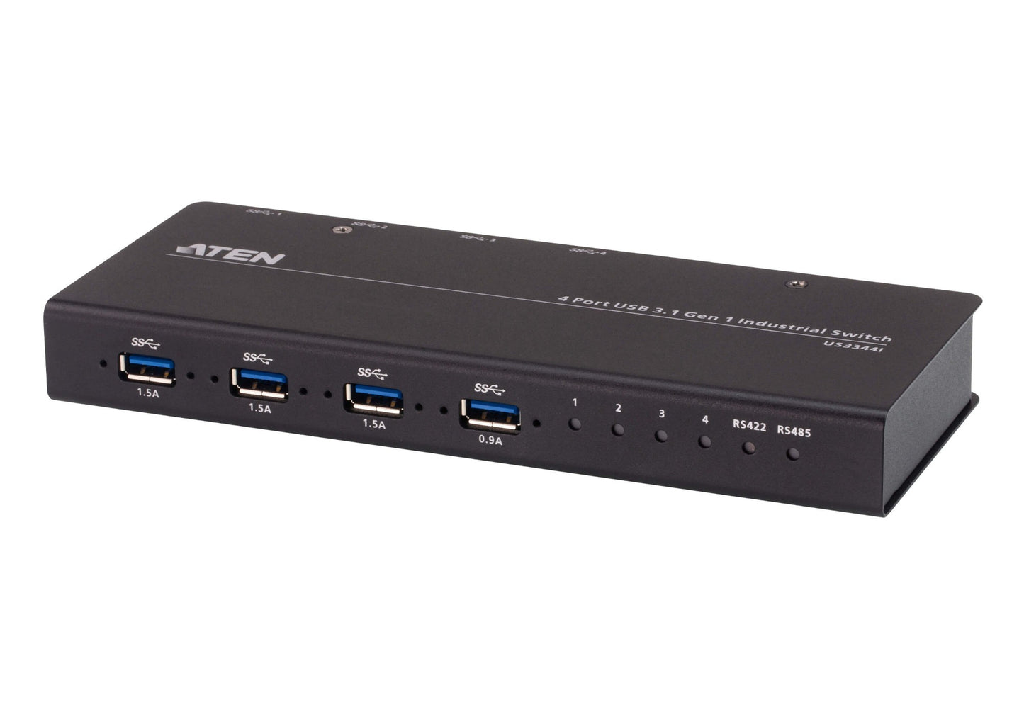 ATEN US3344I-AT | US3344I 4-Port USB 3.1 Gen1 Industrial USB Switch, 4 x Hosts to 4 x USB Devices, 5 Gbps, Remote Button & RS-422/485