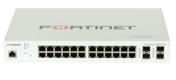 Fortinet FS-224E-POE | 24 GE RJ45, 4 GE SFP, 180W PoE+, Layer 2/3 FortiSwitch