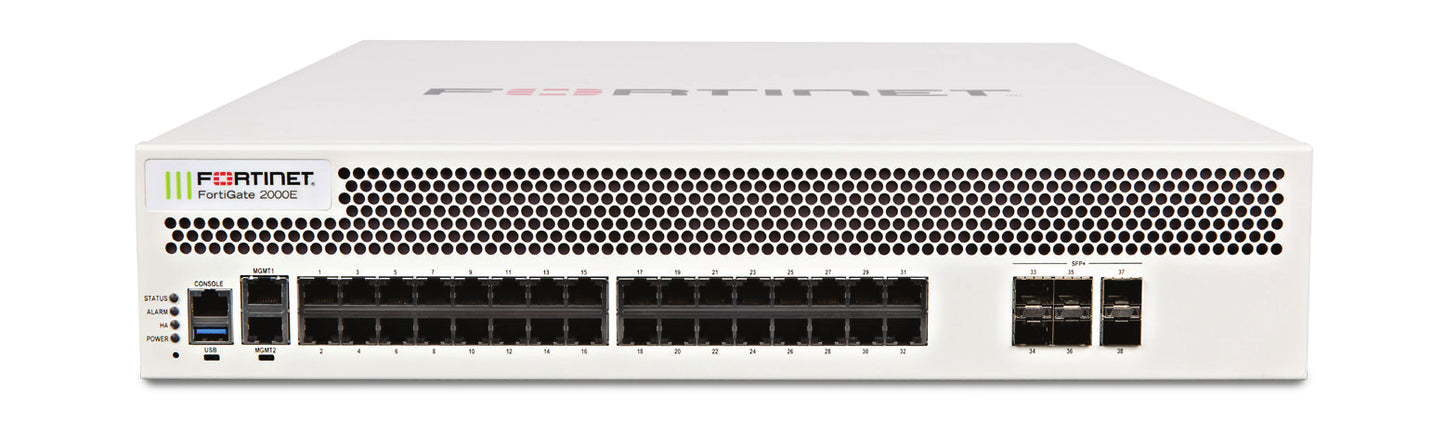 Fortinet FG-2000E | 6x10GE SFP+, 34xGE RJ45, 480GB SSD, Dual AC, High-Performance Firewall