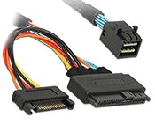 Turbo X CB-MSAS-I-17-TX 50CM 12G Internal Mini SAS HD SFF-8643 to U.2 Plug SFF-8639 + SATA Cable