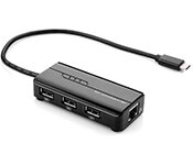 Turbo X CB-U3-1CM-LAN3H-TX 20CM USB 3.1 Type-C Male to 10-100 LAN and USB 3 Port Hub