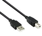 Turbo X CB-USB2-01BK-TX 2M USB 2.0 AM and BM 28+24AWG Cable in Black