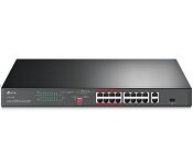 TPLink TL-SL1218P TP-LINK 16 PORT 10/100 + 2-PORT GIGABIT RACKMOUNT SWITCH, GbE(2) , 10/100 POE+(16), SFP(1)
