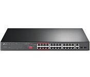TPLink TL-SL1226P TP-LINK 24 PORT PoE 10/100Mbps UNMANAGED SWITCH, Gigabit RJ45(2),GbEx2,PoE+(24)