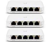 Ubiquiti USW-Flex-3 Usw Flex 3 Pack- Managed, Layer 2 Gigabit Switch With Auto-Sensing 802.3Af Poe Support. 1X Poe In, 4X Poe Out